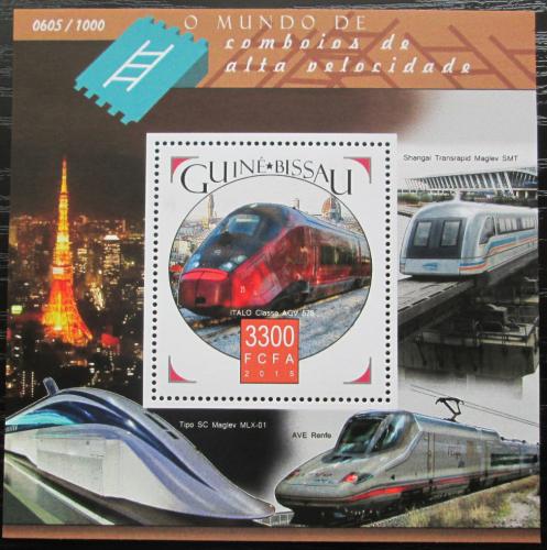 Poštovní známka Guinea-Bissau 2015 Moderní lokomotivy Mi# Block 1451 Kat 13€ 