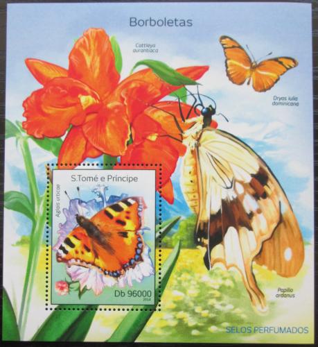 Poštovní známka Svatý Tomáš 2014 Motýli Mi# Block 975 Kat 10€