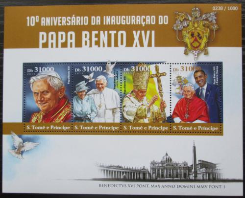 Poštovní známky Svatý Tomáš 2015 Papež Benedikt XVI. Mi# 6263-66 Kat 12€