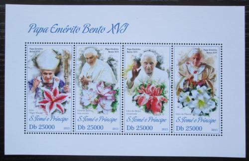 Poštovní známky Svatý Tomáš 2013 Papež Benedikt XVI. Mi# 5256-59 Kat 10€