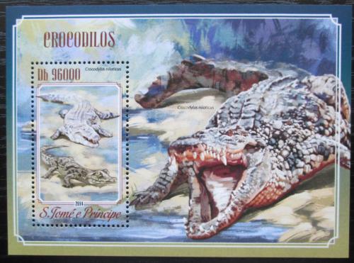 Poštovní známka Svatý Tomáš 2014 Krokodýli Mi# Block 1017 Kat 10€ 