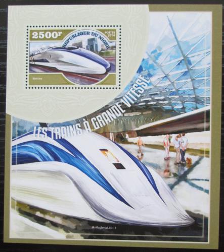Poštovní známka Niger 2014 Moderní lokomotivy Mi# Mi# Block 389 Kat 10€