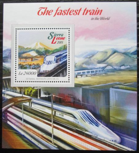 Poštovní známka Sierra Leone 2015 Nejrychlejší vlaky svìta Mi# Block 766 Kat 11€