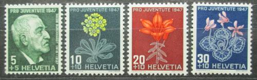 Poštovní známky Švýcarsko 1947 Kvìtiny a Jacob Burckhardt Mi# 488-91 Kat 4.50€