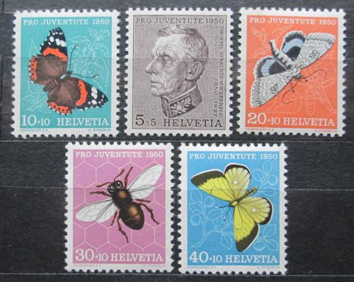 Poštovní známky Švýcarsko 1950 Hmyz, Pro Juventute Mi# 550-54 Kat 15€