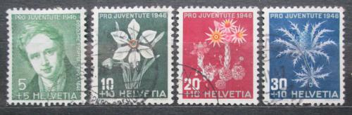 Poštovní známky Švýcarsko 1946 Kvìtiny a Rodolphe Töpffer, Pro Juventute Mi# 475-78 Kat 11€