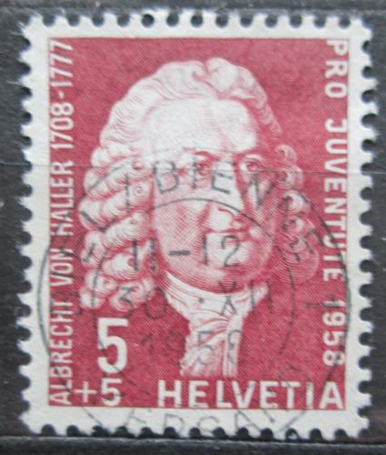 Poštovní známka Švýcarsko 1958 Albrecht von Haller, botanik Mi# 663
