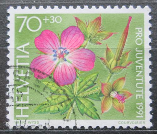 Poštovní známka Švýcarsko 1991 Kakost lesní Mi# 1456