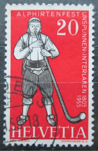 Poštovní známka Švýcarsko 1955 Alpský muzikant Mi# 609