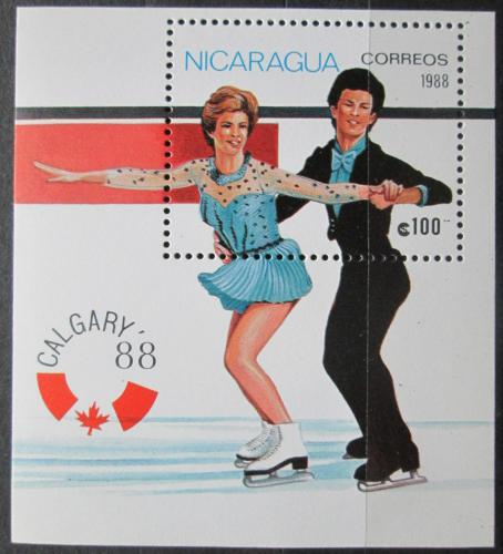 Poštovní známka Nikaragua 1988 ZOH Calgary, krasobruslení Mi# Block 176