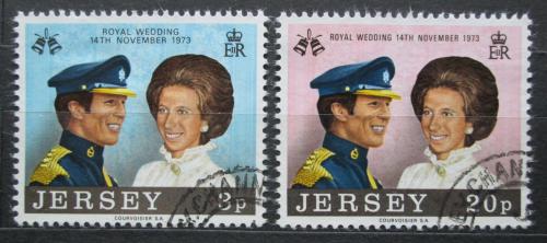 Poštovní známky Jersey 1973 Královská svatba Mi# 89-90