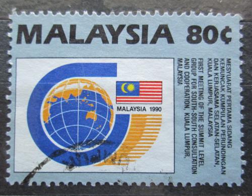 Poštovní známka Malajsie 1990 Mapa svìta a státní vlajka Mi# 429