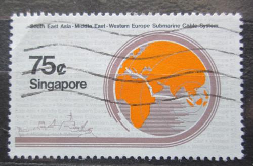Potovn znmka Singapur 1986 Mapa svta Mi# 512