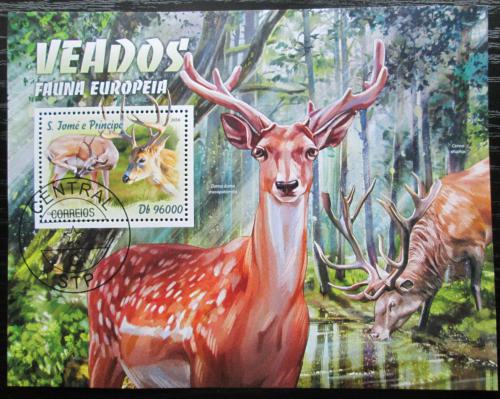 Poštovní známka Svatý Tomáš 2016 Evropští jeleni Mi# Block 1198 Kat 10€
