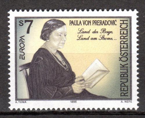 Poštovní známka Rakousko 1996 Evropa CEPT, Paula von Preradoviæ Mi# 2189