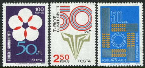 Poštovní známky Turecko 1973 Vznik republiky, 50. výroèí Mi# 2301-03