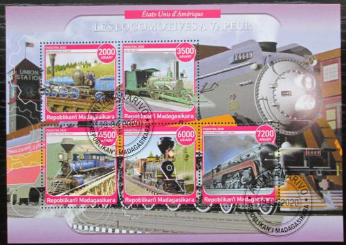 Poštovní známky Madagaskar 2020 Americké parní lokomotivy Mi# N/N