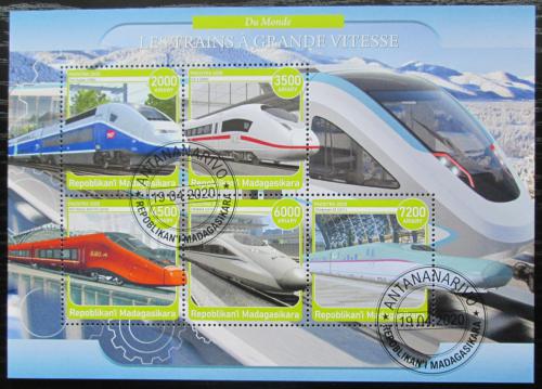 Poštovní známky Madagaskar 2020 Moderní lokomotivy Mi# N/N