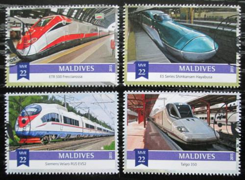 Poštovní známky Maledivy 2015 Moderní lokomotivy Mi# 5870-73 Kat 11€