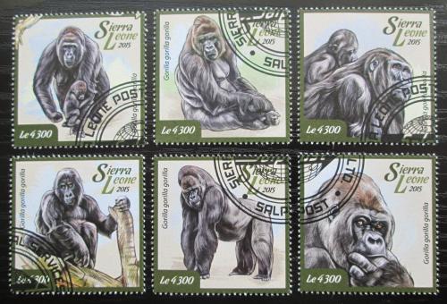 Poštovní známky Sierra Leone 2015 Gorily Mi# 6082-87 Kat 11.50€