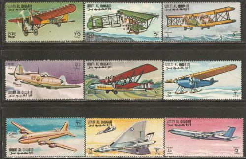 Poštovní známky Umm al-Kuvajn 1968 Letadla Mi# 296-304 Kat 8.50€