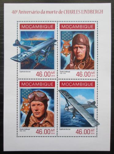 Poštovní známky Mosambik 2014 Charles Lindbergh a letadla Mi# 7150-53 Kat 11€