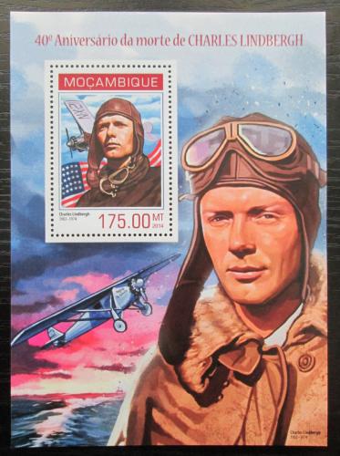 Poštovní známka Mosambik 2014 Charles Lindbergh a letadla Mi# Block 870 Kat 10€