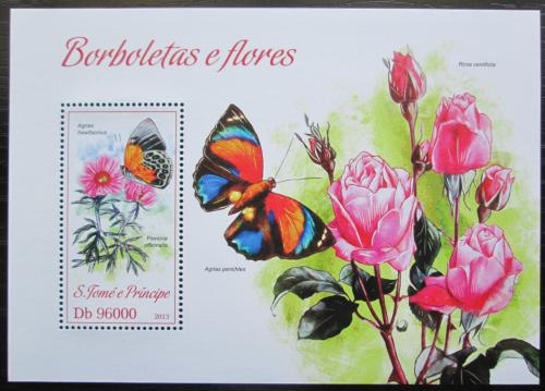 Poštovní známka Svatý Tomáš 2013 Motýli a kvìtiny Mi# Block 914 Kat 10€