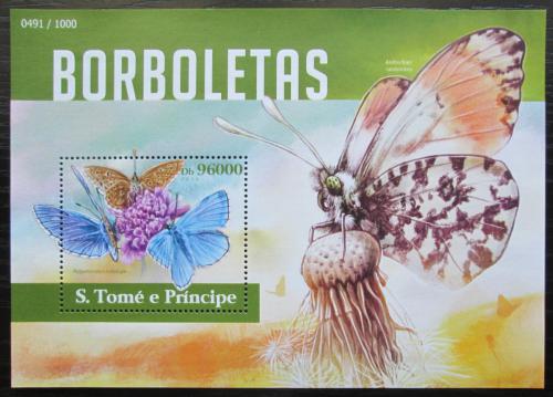 Poštovní známka Svatý Tomáš 2015 Motýli Mi# Block 1117 Kat 10€