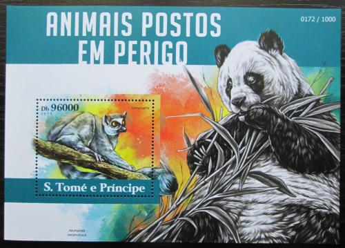 Poštovní známka Svatý Tomáš 2015 Ohrožení savci Mi# Block 1123 Kat 10€ 