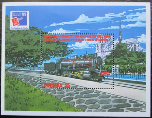 Poštovní známka Grenada 1999 Parní lokomotiva Mi# Block 531