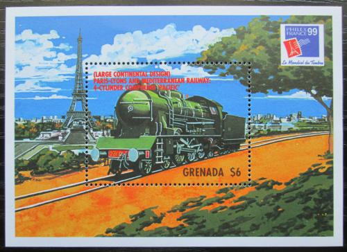 Poštovní známka Grenada 1999 Parní lokomotiva Mi# Block 532