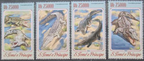 Poštovní známky Svatý Tomáš 2014 Krokodýli Mi# 5805-08 Kat 10€