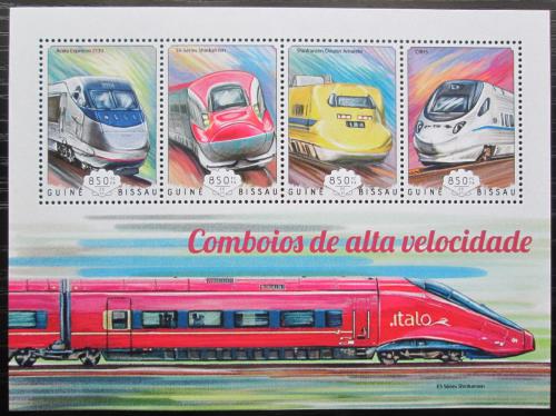 Poštovní známky Guinea-Bissau 2014 Moderní lokomotivy Mi# 7432-35 Kat 14€