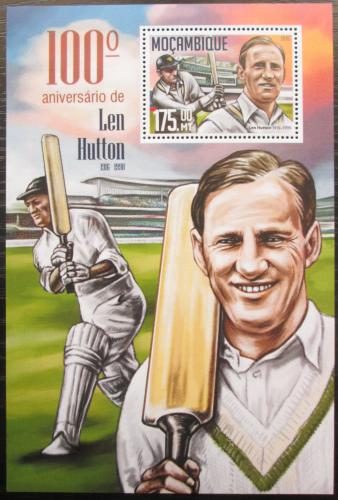 Poštovní známka Mosambik 2016 Len Hutton, kriket Mi# Block 1144 Kat 10€
