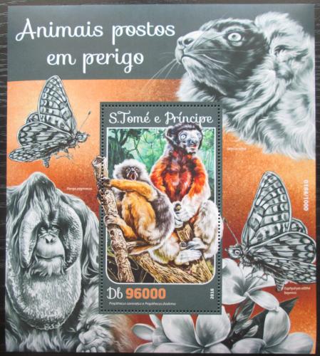 Poštovní známka Svatý Tomáš 2016 Ohrožení savci Mi# Block 1180 Kat 10€
