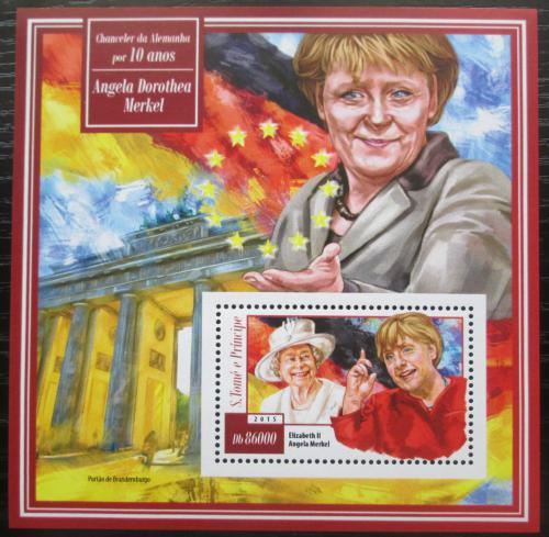 Poštovní známka Svatý Tomáš 2015 Angela Merkelová Mi# Block 1069 Kat 8.50€