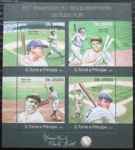 Poštovní známky Svatý Tomáš 2013 Babe Ruth, baseball Mi# 5006-09 Kat 10€