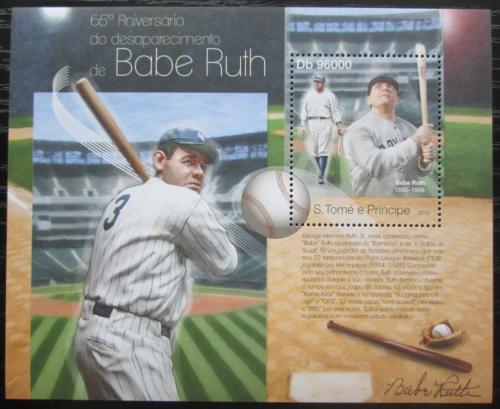 Poštovní známka Svatý Tomáš 2013 Babe Ruth, baseball Mi# Block 861 Kat 10€