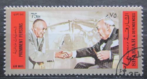 Poštovní známka Šardžá 1972 Winston Churchill a prezident Eisenhower Mi# 892