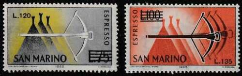 Poštovní známky San Marino 1965 Spìšné Mi# 843-44