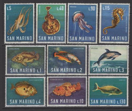 Poštovní známky San Marino 1966 Moøská fauna Mi# 869-78