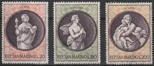 Poštovní známky San Marino 1969 Vánoce, umìní, Raffael Mi# 939-41