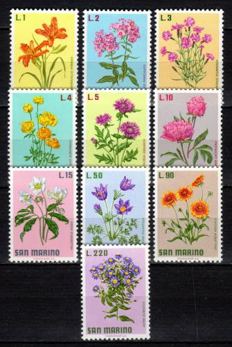 Poštovní známky San Marino 1971 Kvìtiny Mi# 984-93