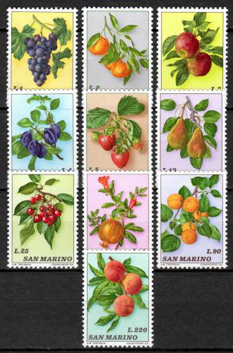Poštovní známky San Marino 1973 Ovoce Mi# 1031-40