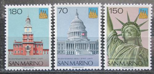 Poštovní známky San Marino 1976 Nezávislost USA, 200. výroèí Mi# 1115-17