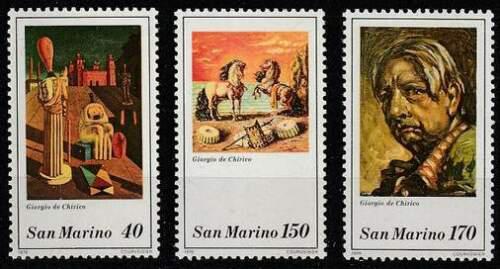 Poštovní známky San Marino 1979 Umìní, Giorgio de Chirico Mi# 1198-1200