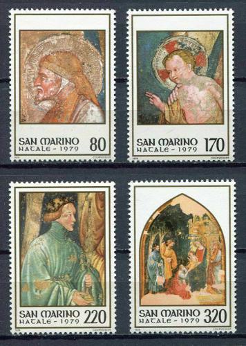 Poštovní známky San Marino 1979 Vánoce, umìní, Antonio Alberti Mi# 1201-04