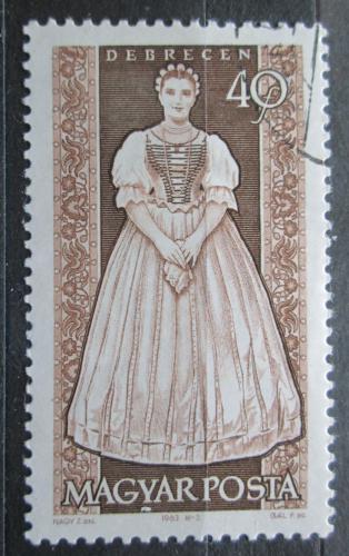 Poštovní známka Maïarsko 1963 Lidový kroj Debrecen Mi# 1956