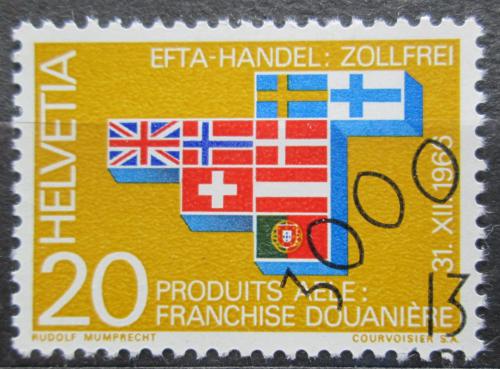 Potovn znmka vcarsko 1967 Vlajky zem EFTA Mi# 852